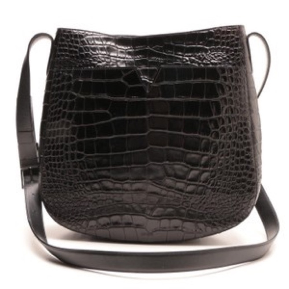 Vince Medium Croc Embossed Leather Crossbody Bag
